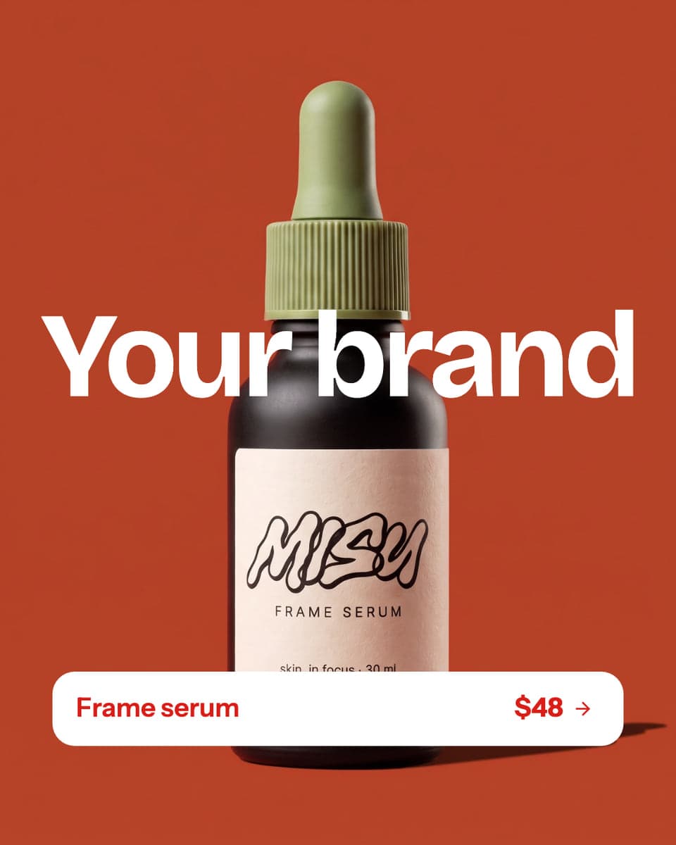The same bottle as a product card with name and price