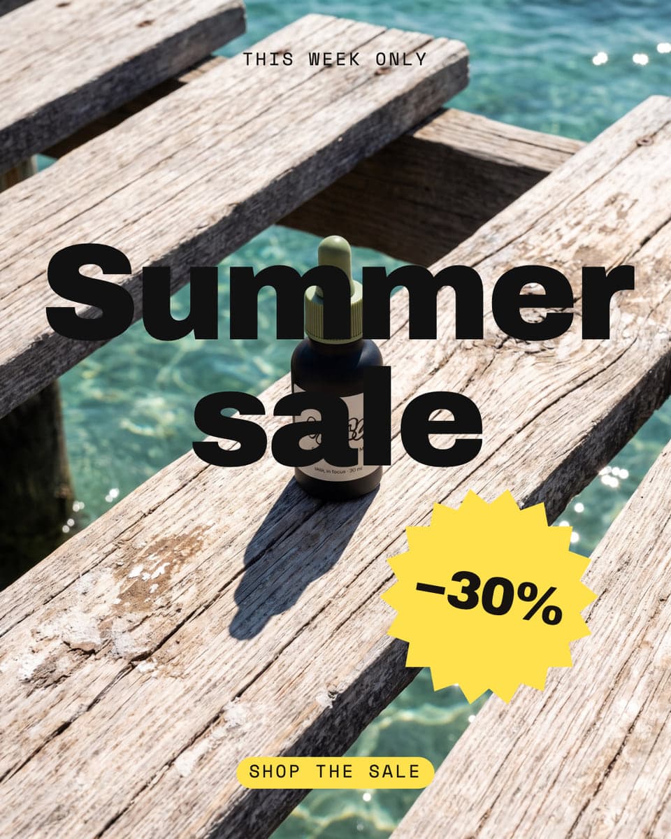 Summer sale with a minus thirty percent burst over a still life