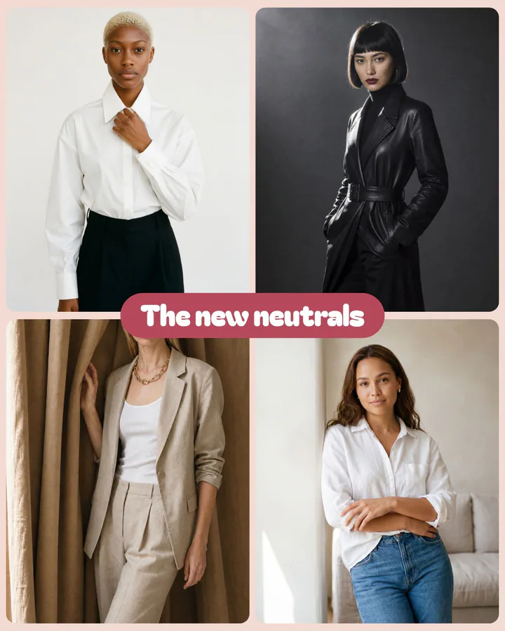 The grid of four: a sample ad for a neutral collection, reading “The new neutrals”